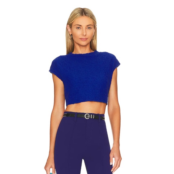 L'Academie Tops - L'Academie Farah Crop Top in Clasdic Blue, Size M